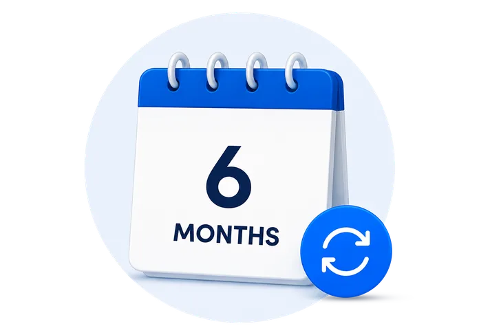 Calendar showing 6 months