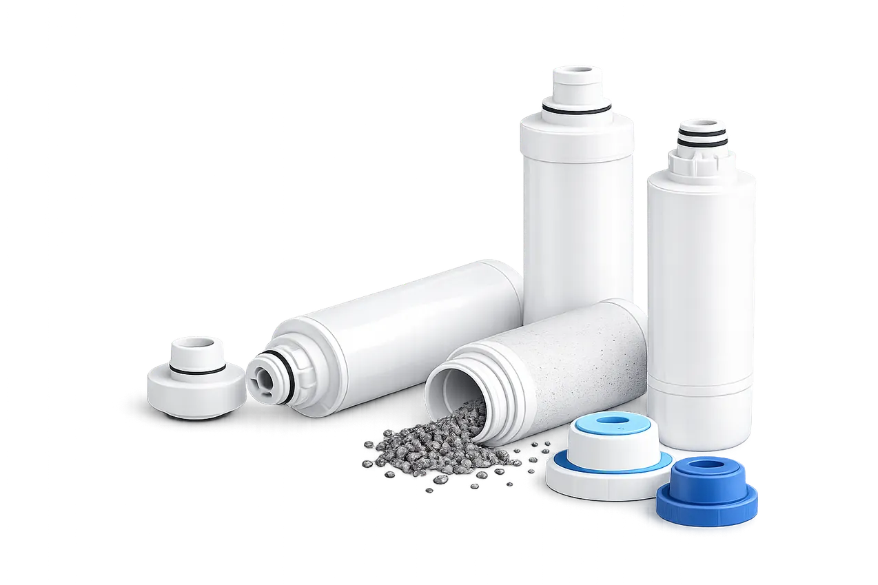 Compatible refrigerator water filter cartridges with caps